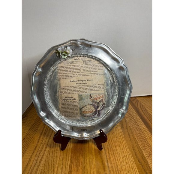 A Flipped Wilton Plate Collectible Pewter Metalware-Decoupaged wi/Transfers - Picture 11 of 12